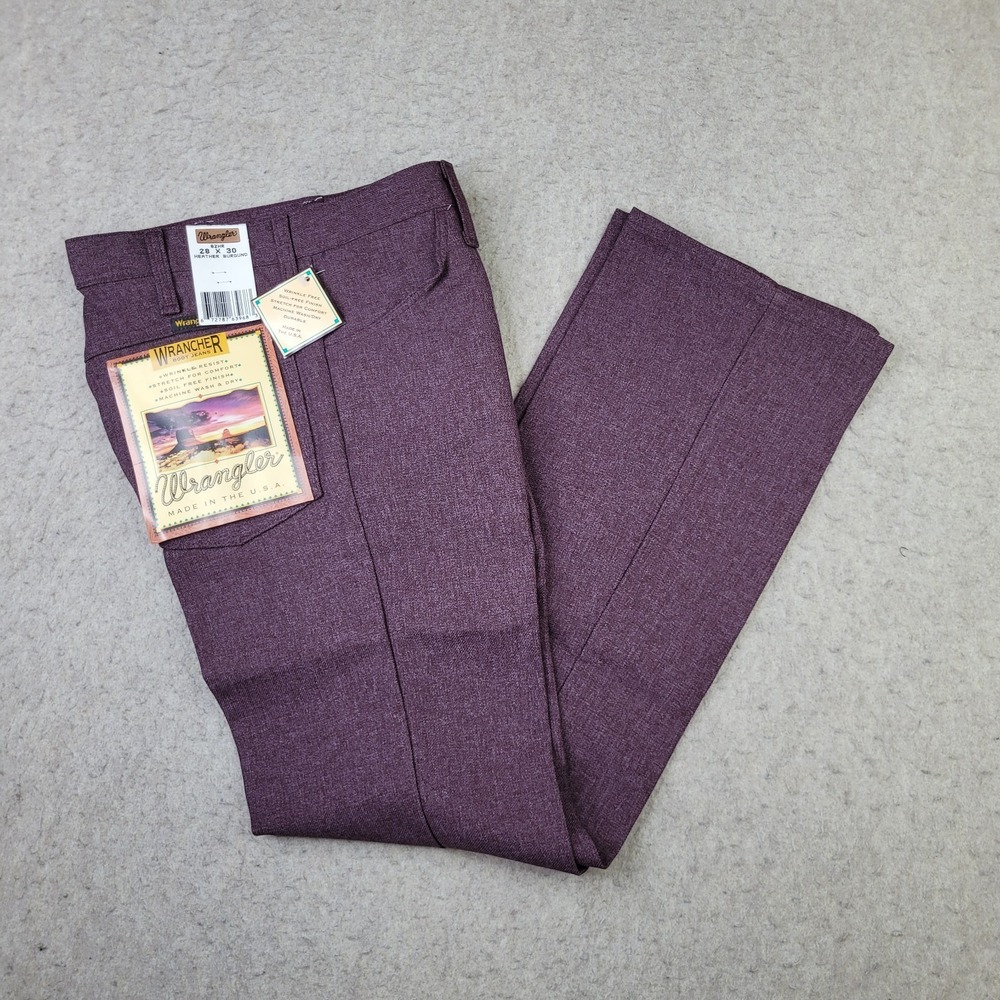 Wrangler Wrancher Pants 82HR Heather Burgundy Mens 28x30 Made in USA Cowboy NEW